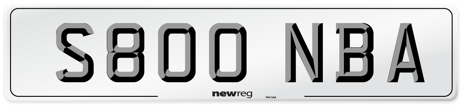 S800 NBA Number Plate from New Reg